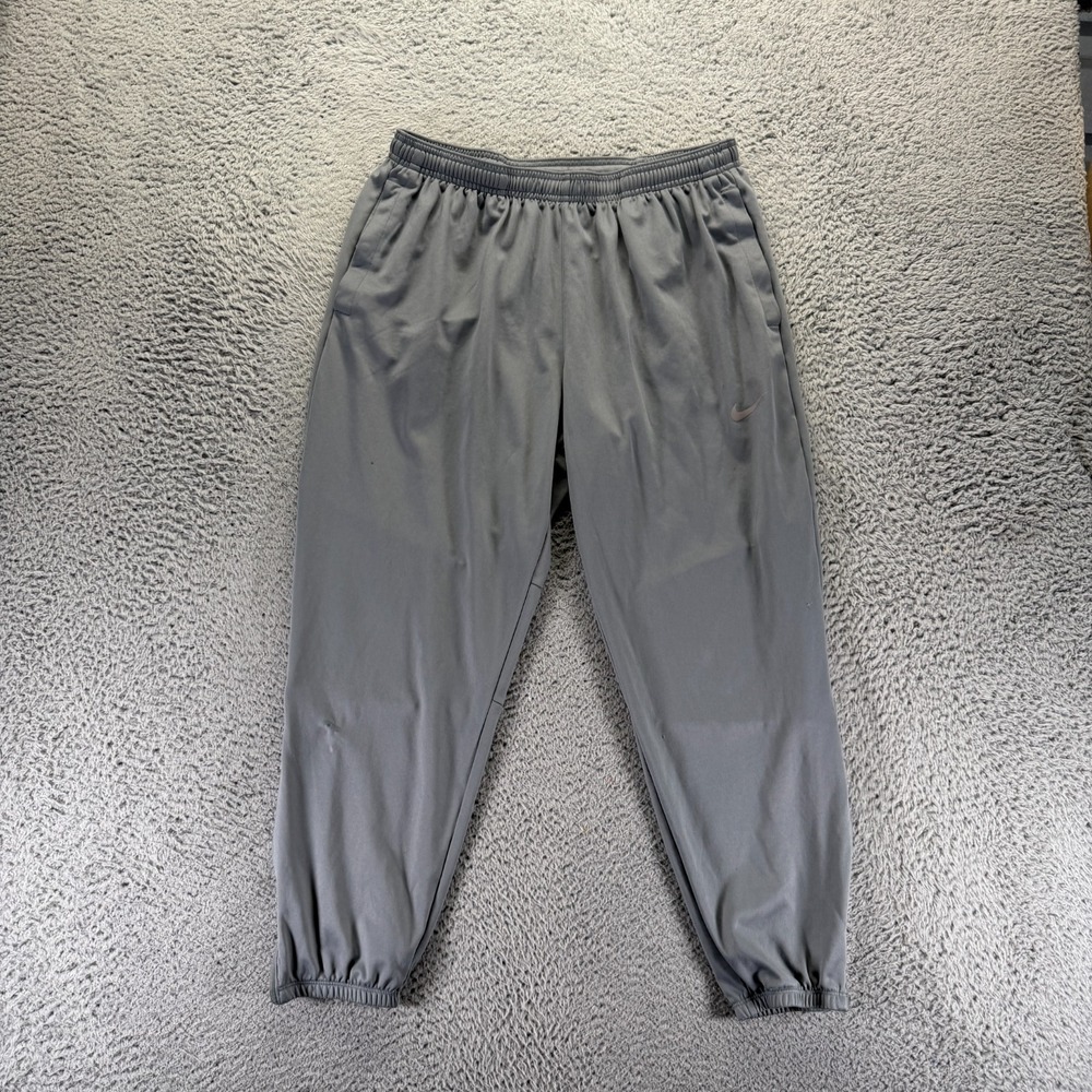 Nike Dri-Fit Pant Mens L Gray Polyester Jogger Tapered Running Training Workout